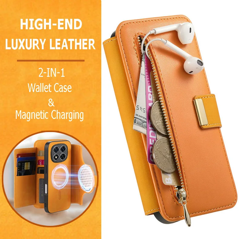 Premium Realme Leather Wallet Case - Detachable 2-in-1 Design with MagSafe Compatibility