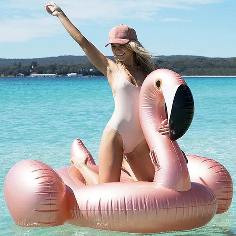 

Rose Gold Inflatable Flamingo Swan Swimming Float Tube Raft Adult Giant Float Ride-On Swimming Ring Summer Water Fun Pool Toys