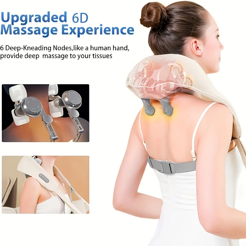 Electric Wireless Neck And Shoulder Massager Shiatsu Kneading Shawl_voghion.com