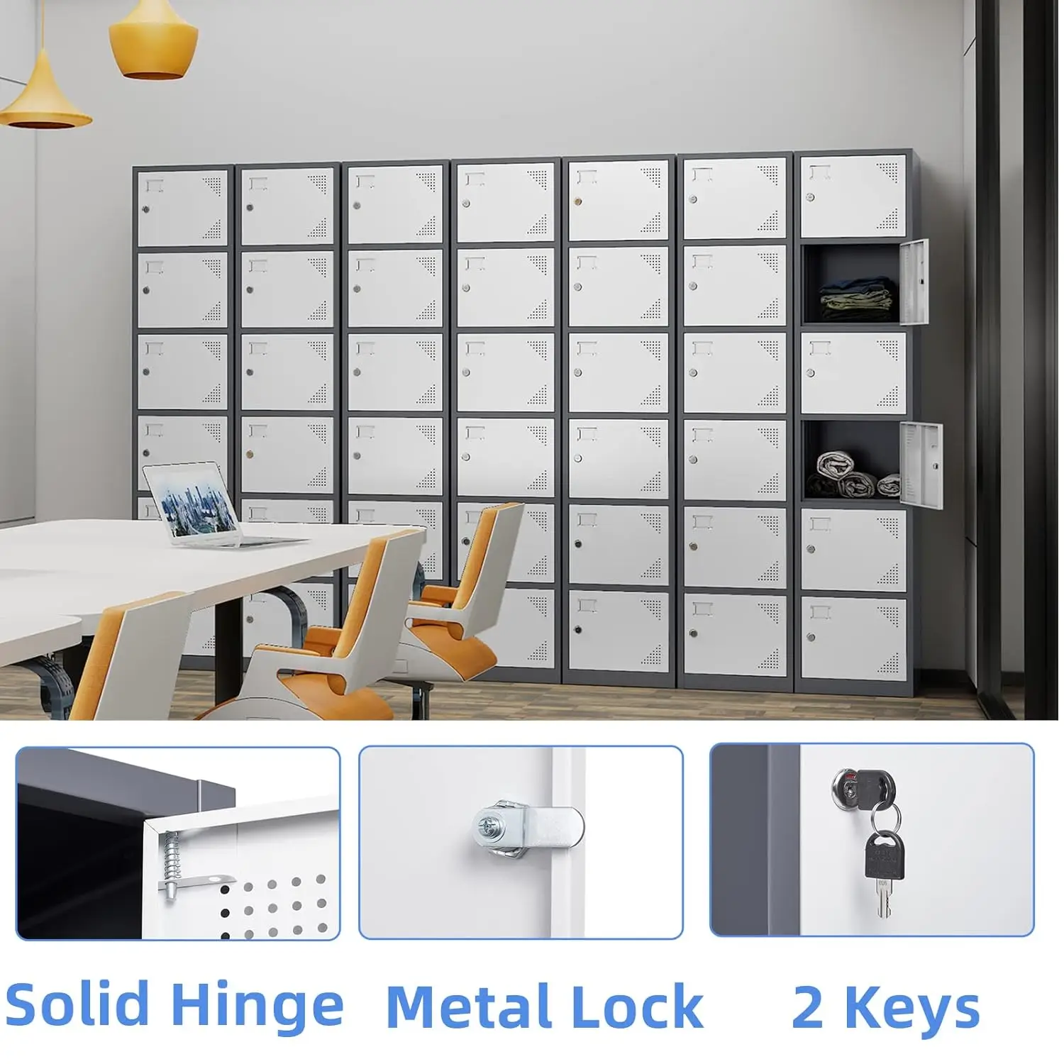 Metal Locker with 6 Doors, Tall Steel Storage Lockers