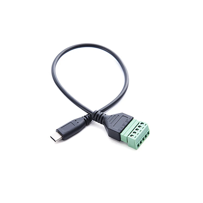USB Type-C Male Screw Terminal Block Connector Solderless Pluggable 5Pin Block Extension Cord Transfer Data Charging Cable electrical wire connector