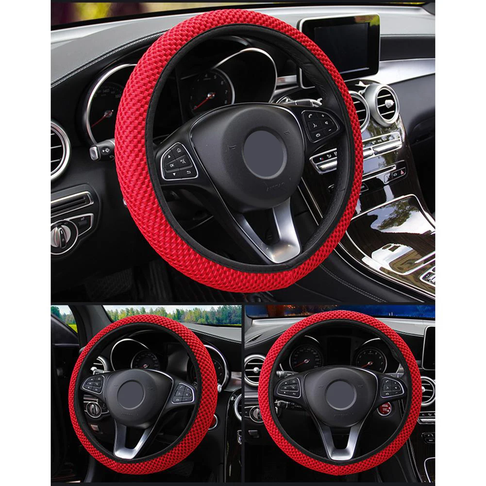 

Anti Slip Wheel Protector Universal Car Steering Wheel Cover with Ice Silk Material 38CM Size Provides Enhanced Driving Control