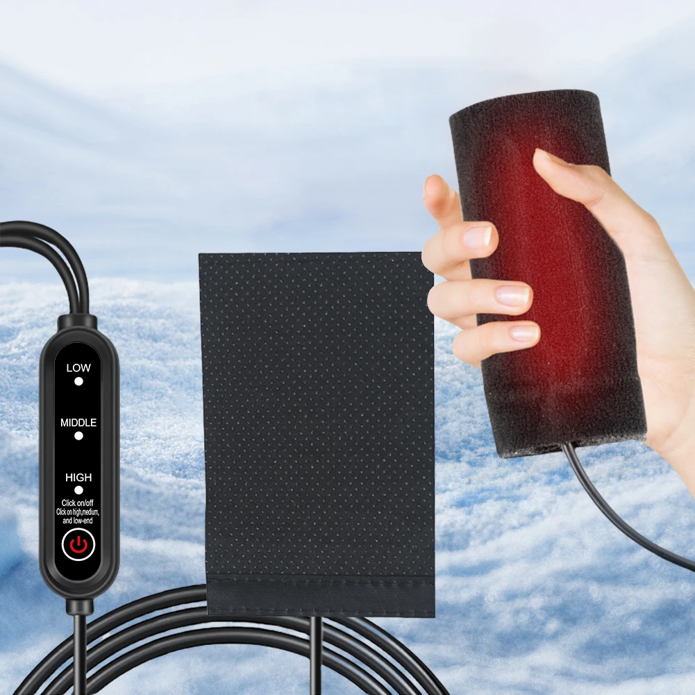 12V USB Motorcycle Heating Handlebar Cover Anti Slip Electric Heated Handle Cover Handlebar Heater Warmer Motorcycle Accessories