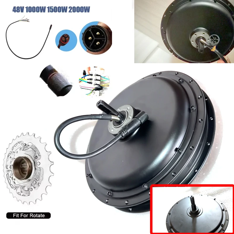 48V 2000W 3000W 전기 자전거 리어 허브 모터 휠 135mm 드롭아웃 고토크 전기자전거 개조 키트 (타이어 포함) 산악 자전거용