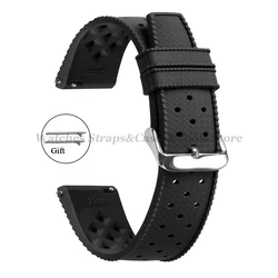 Premium 20mm Waterproof Silicone Sport Wristband - Soft, Durable Rubber Strap - 20mm (Black)