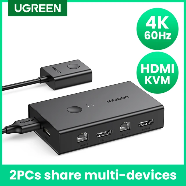 Ugreen - 90478 HDMI 2 In 1 Out KVM Switch