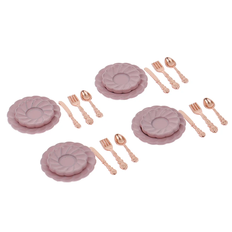 Vintage Dollhouse Miniatures Tableware Mini Cutlery Knife Fork Spoon Childrens Toy For Doll House Decor doll house toys 16Pcs/20Pcs