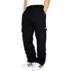 Autumn And Winter New Men Plus Thin Fleece Bunched Feet Tooling Casual Side Pocket Sports Fashion Straight Plus Size Pants 3