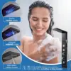 Shower Panel Tower System with LED Lights - No Battery Needed Shower Column with Rainfall Waterfall Shower Body Jets Handheld 3