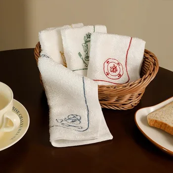 8 Pezzi Asciugamani per la Pulizia della Cucina in Fibra di Bambù Olio Antiaderente A Doppio Strato Appeso Strofinaccio Assorbente per la Casa Stracci ad Asciugatura Rapida 1