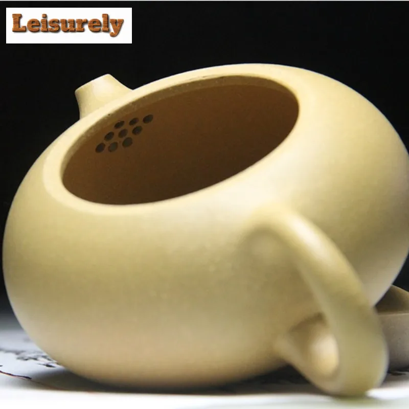 215ml Ancient Yixing Purple Clay Teapots Handmade Flat Xishi Pot Raw Ore Gold Section Mud Tea Making Kettle Zisha Tea Set Craft