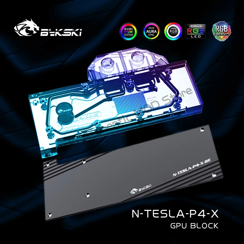 Bykski Gpu Water Block Per Leadtek Tesla P4/Tesla T4 Dissipatore Di Calore Per Scheda Grafica Da 8Gb, Vga Copper Cooler Rgb Sync N-Tesla-P4-X