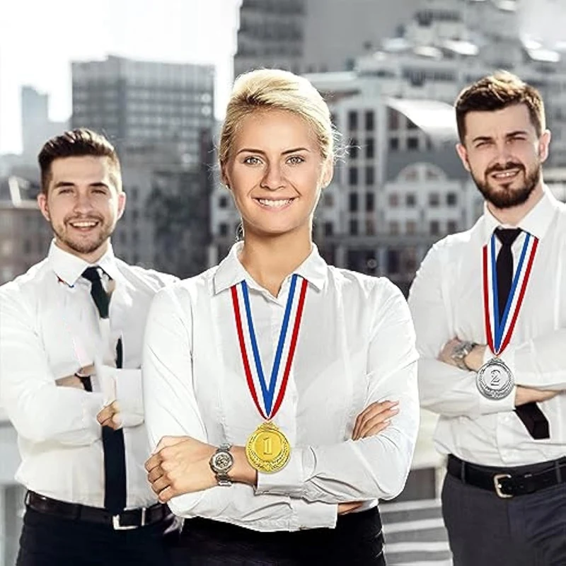 LICG-3 Medals, Gold, Silver, Bronze, Winners Medal With Ribbon 1St 2Nd 3Rd Children Metal Medal, Style Winners Medal