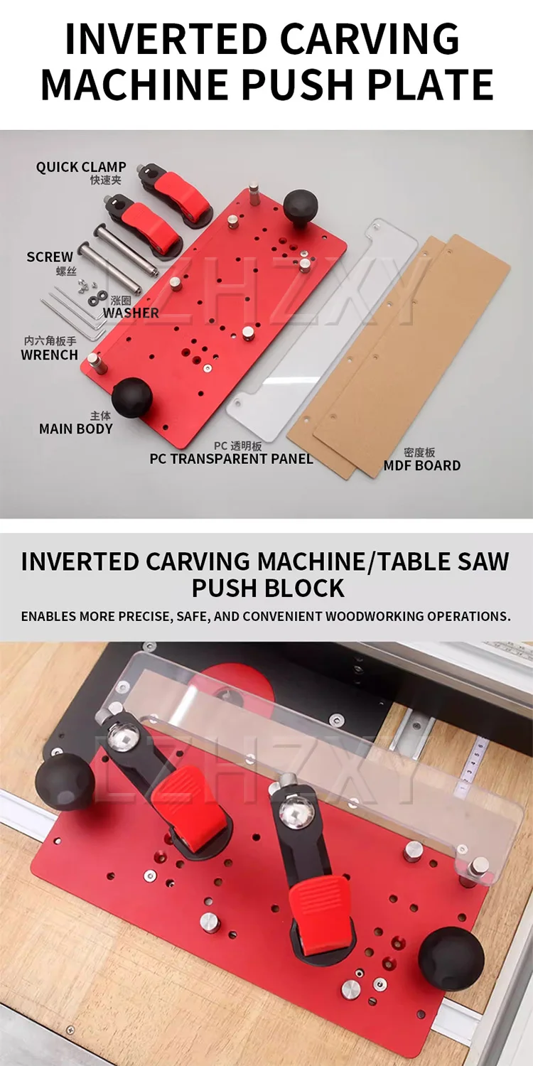 Inverted Carving Machine/Table Saw Push Block Guide Rail Planing Slide Woodworki