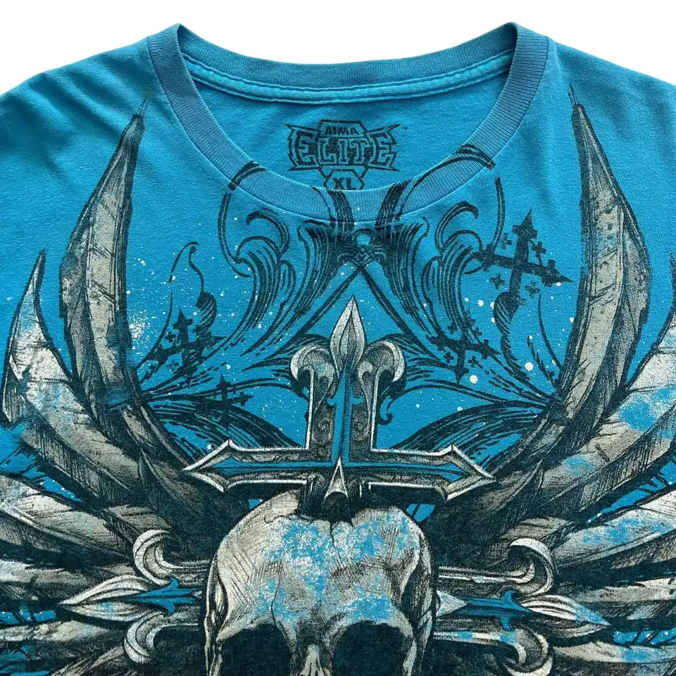 Affliction サーマル xzavier スカル 十字架 mma Xzavier Skull Cross Wing Grunge Cyber Y2K Style Long Sleeve