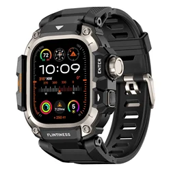 2 - in - 1 Protective Case and Strap with Metal Bumper for 49mm Ultra 3 2 1 (Black Titanium)