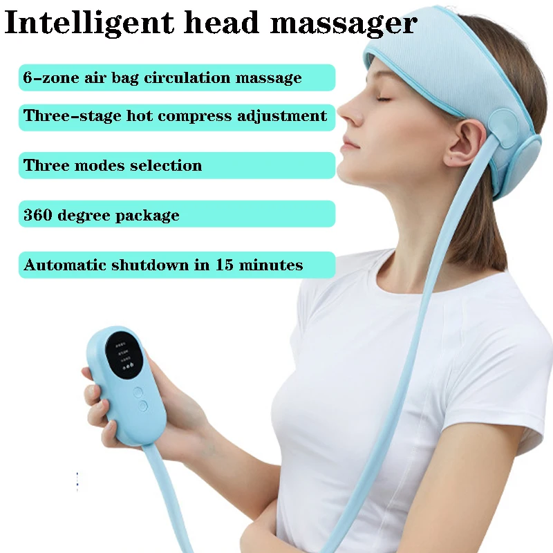 Electric Hot Compress Air Pressure Head Massager Heating Headband