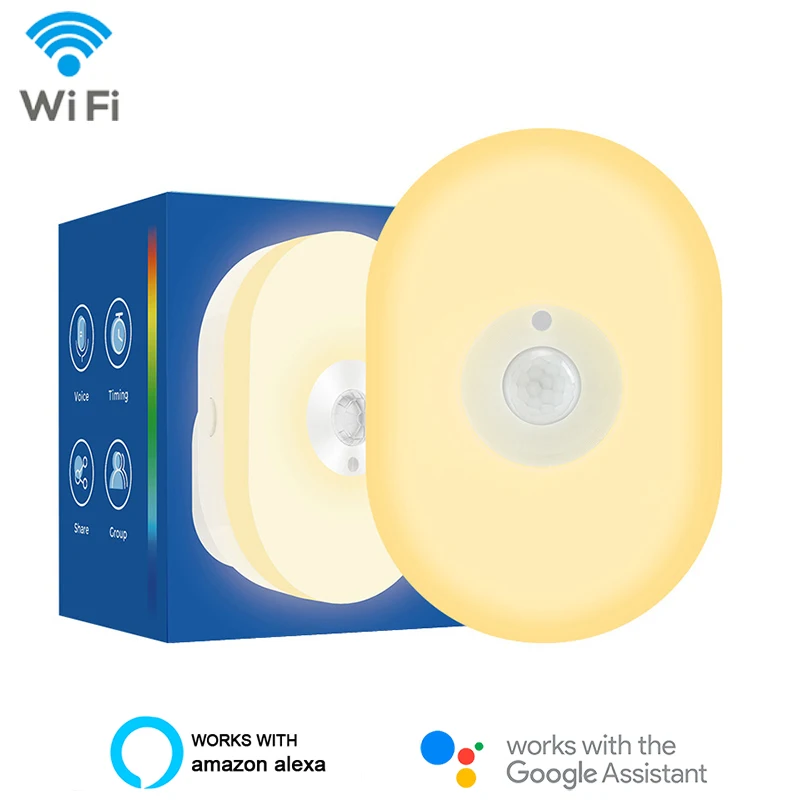 

Lonsonho Tuya Smart Wifi PIR Motion Sensor Nigh Light RGBCW EU US UK Plug Smartlife Remote Control Alexa Google Home Compatible