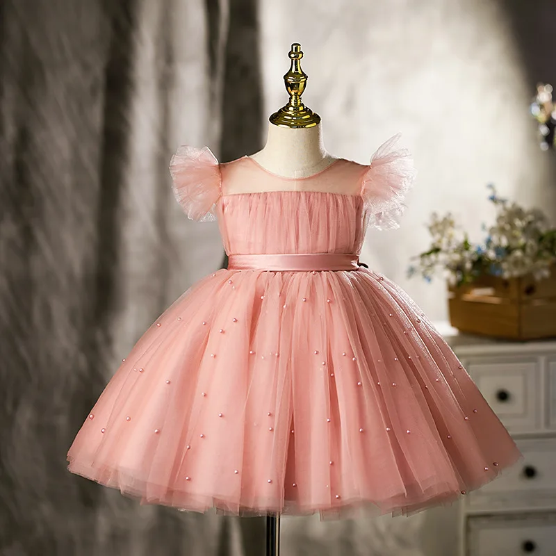 

Baby Spanish Lolita Princess Ball Gown Beading Design Birthday Party Christening Clothes Easter Eid Dresses For Girls