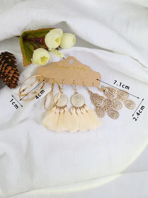 White Tassel Shell Earrings set