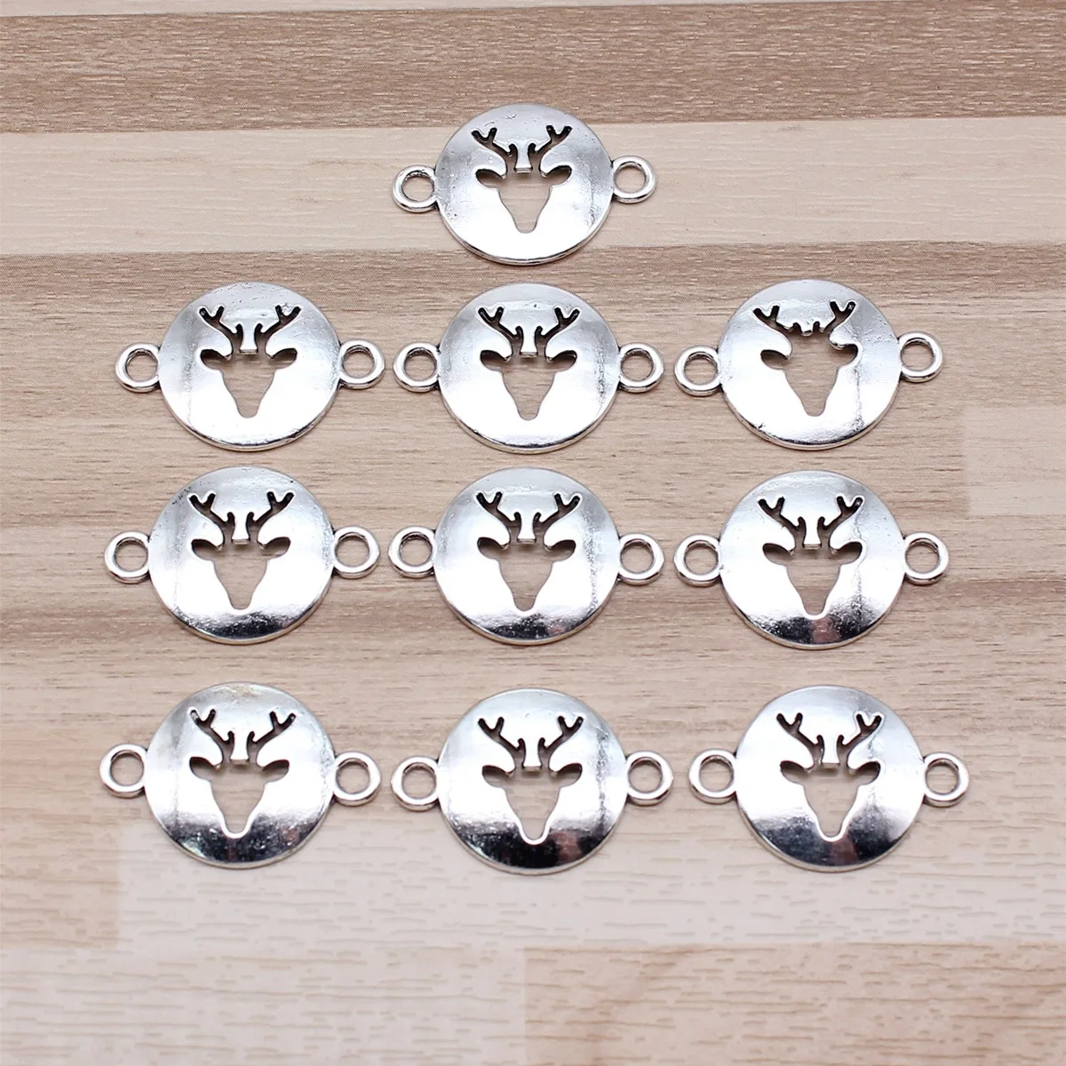 IFOCUS DIY 쥬얼리 제작용 사슴 커넥터 참, 아연 합금 23x6mm, 0.91x0.63 인치, 로트당 10 개