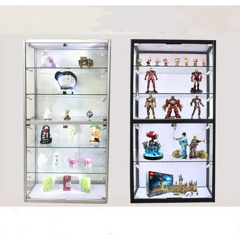 Custom, aluminium frame cheap cheap glass display showcase cabinet LED light tempered glass display for product
