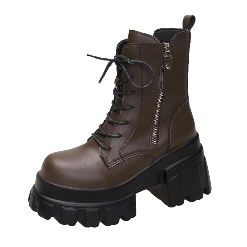 Women High Platform Ankle Boots 2025 Winter Thick Sole Motorcycle