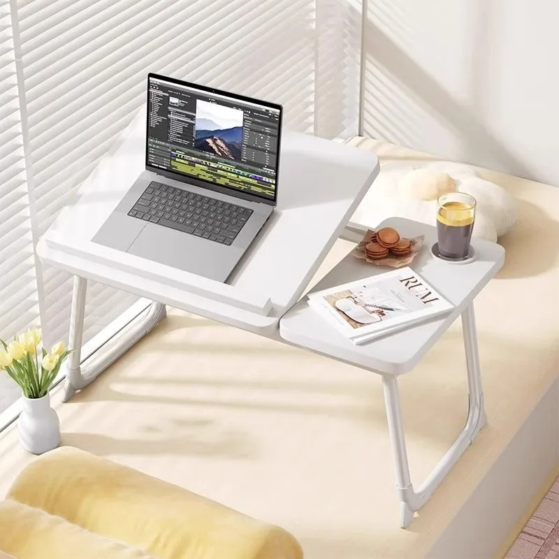 Lift Foldable Laptop Table for Bed Stand Lap Lazy Learning Desk Student Computer Desk for Working Read with Radiator Drawer