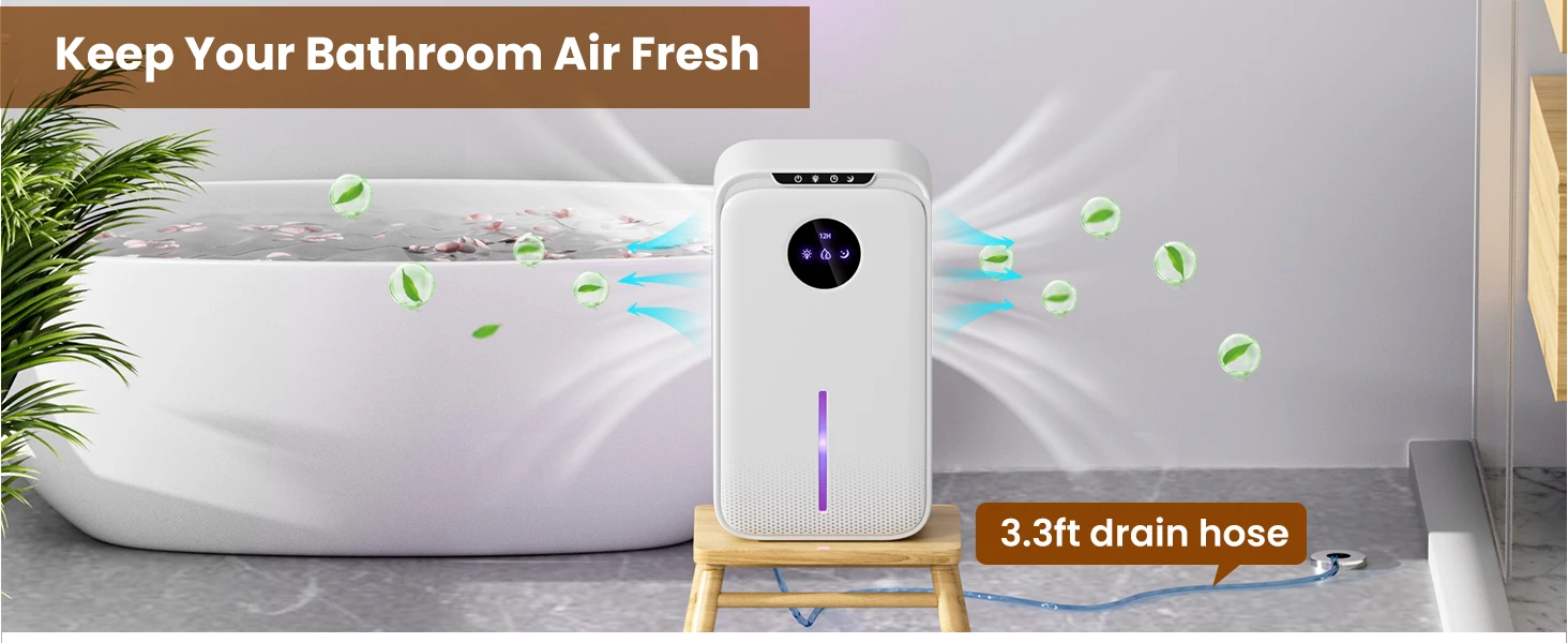 Description Picture 4 of itemDehumidifier, 86 oz Bedroom Dehumidifier with Drain Hose Silent Small Dehumidifier for Home Bathroom Basement Portable Mini Dehu