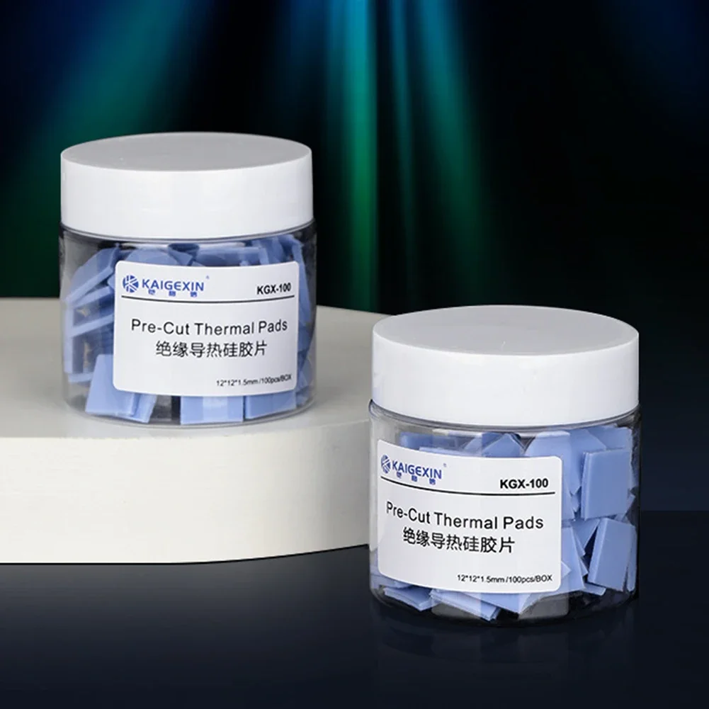 100Pcs/Set 2UUL Thermal Silicone Pads 12x12x1.5mm Pre Cut Mat for Phone iPad Macbook MotherBoard GPU CPU Repair Heat Dissipation