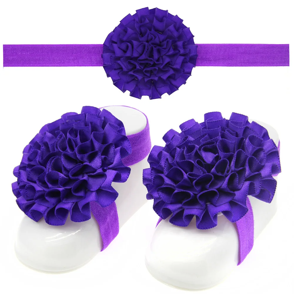 3PCS Flower Headband Baby Girls Barefoot Sandals Hair Foot Accessories Elastic Fashion Foot Decoration Kids Gift hair accessories hair bands hair headband accessories baby headband set
