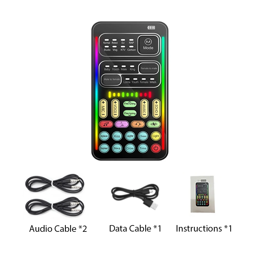 i9 Voice Changer Mini Multiple Audio Effect Bluetooth-Compatible Live Sound Card