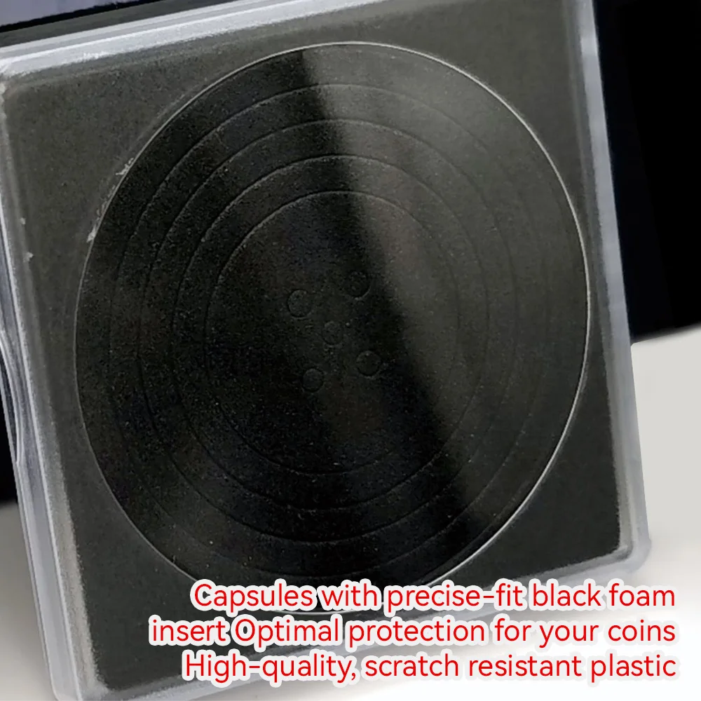 20PCS Acrylic Square Coin Holder Capsules Container Coin Transparent Gaine Small Round Coin Protection Box Display 20mm-40mm 5