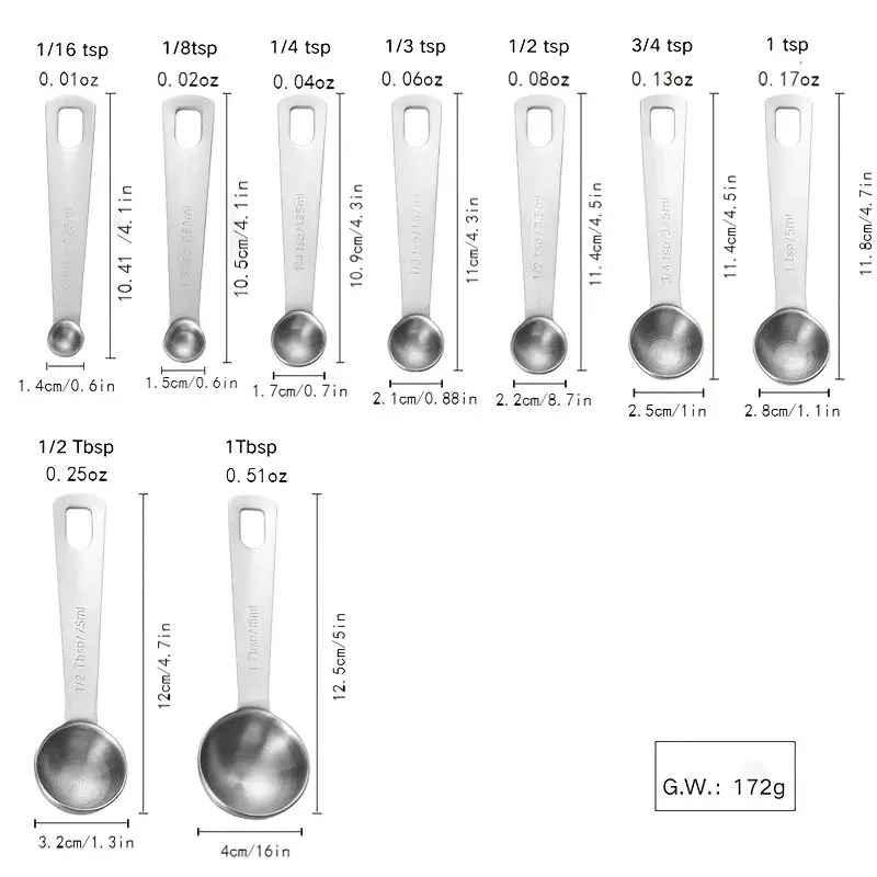 Stainless Steel Measuring Spoon Set (US & Metric) 2