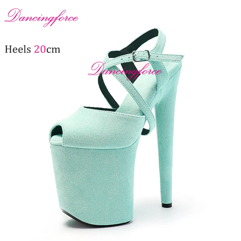 Sexy Cross Straps 20cm 8inches Pole Dance Shoes Peach Suede Upper Fashion Sexy Exotic High Heel Platform Party Women Sandals women sandals women high heels