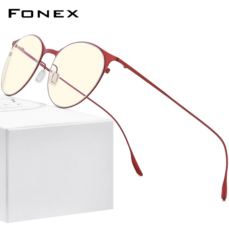 FONEX Anti Blue Light Blocking Glasses Women Brand Designer Vintage Round Antiblue Rays Computer Eyeglasses Men FAB016 anti blue light glasses