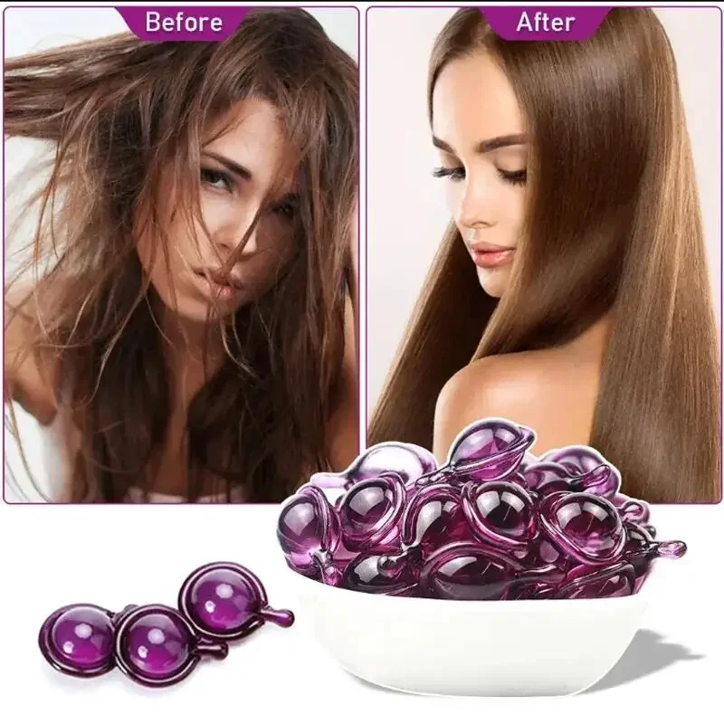 

Hair Vitamin Capsule Keratin Oil Repair Rough Damaged Frizzy Soft Smooth Hair Anti-Loss Shiny Nutrition Deep Nourish Scalp Care