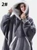 Winter Hoodies Sweatshirt Women Men Pullover Fleece Giant TV Oversized Blanket with Long Flannel Sleeves 1