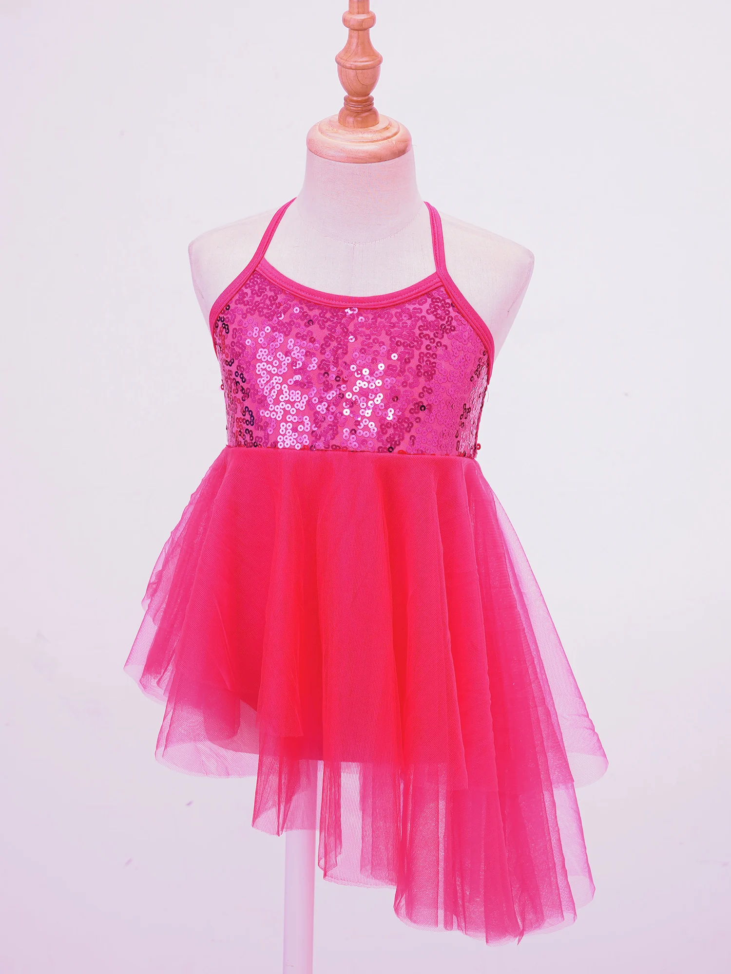 Kids Girls Gymnastic Leotard Ballet Tutu Dress Ballerina Stage Performance Costume Sleeveless Sequins Tulle Lyrical Dancewear ballet leotard dance leotard girls dance costumes