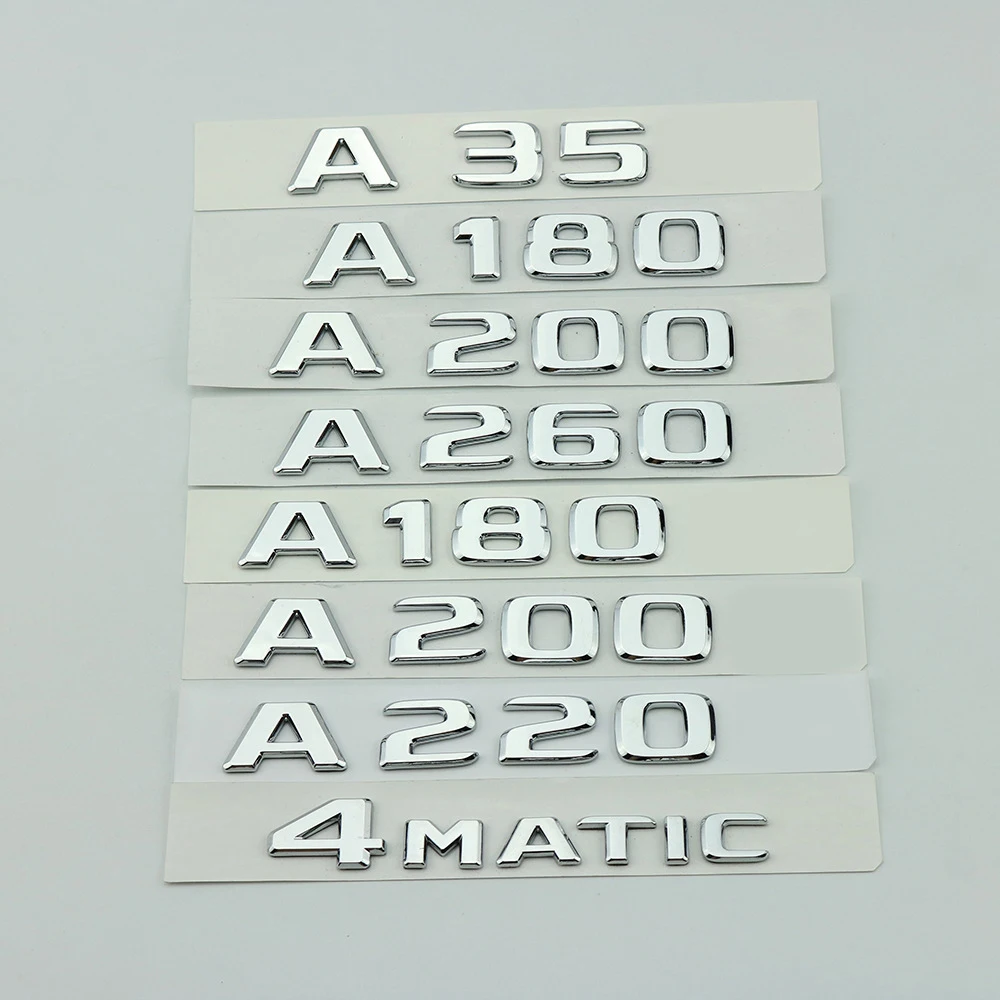 자동차 트렁크 배지, 3D ABS 크롬 로고, A45, A35, A180, A220, A200, 4matic 엠블럼 문자 스티커, W176, W177 액세서리