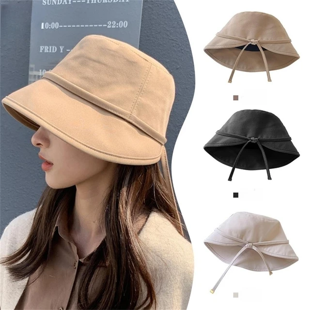 Adjustable Drawstring Women's Bucket Hats Summer Outdoor UV Protection Hat  Portable Beach Fisherman Cap Foldable Sport Caps - AliExpress