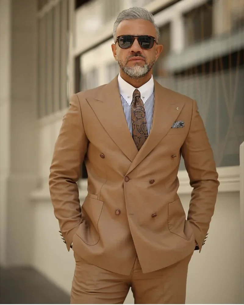 

2023 New Arrival Double Breasted Men Suits Costume Homme Prom Slim Fit Tuxedo Wedding Groom Terno Masculino Blazer 2 Pieces