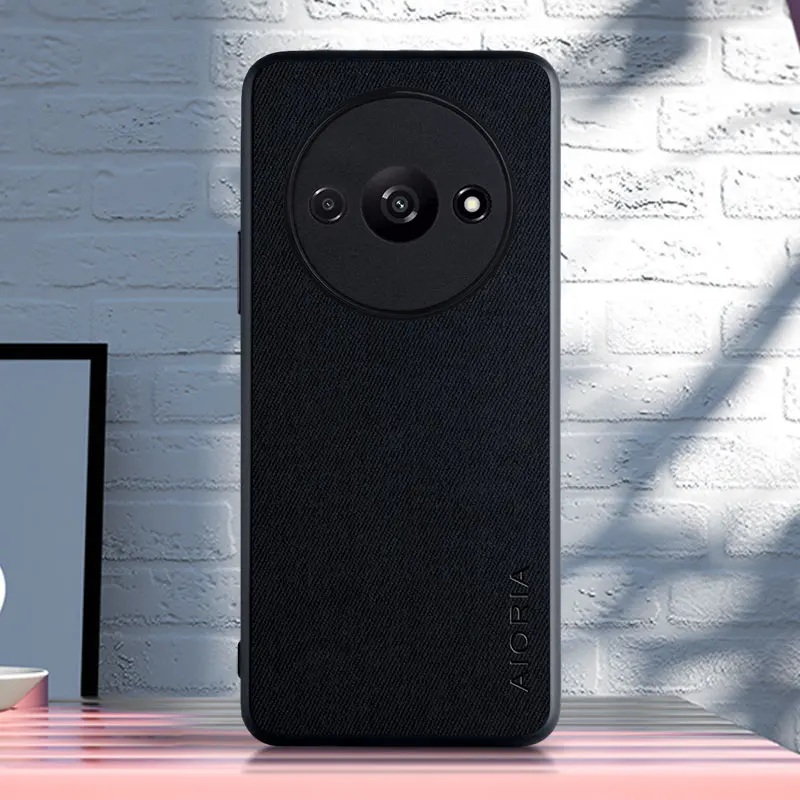 Textile Leather Case for Xiaomi Redmi A3 TPU with Hard PC 3in1 material protection cover 4