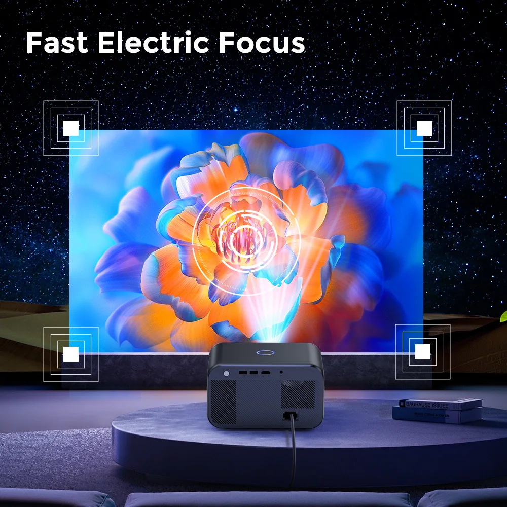ISINBOX 4K Android Projector 2+16G Native 1080P 1920*1080P Dual WIFI6 BT5.0 Electronic Keystone Correction Focus Movie Projector