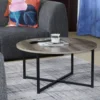 Jamestown Round Coffee Table Ashwood Rustic Wood Grain and Black Metal 31.5 x 31.5, Taupe 4
