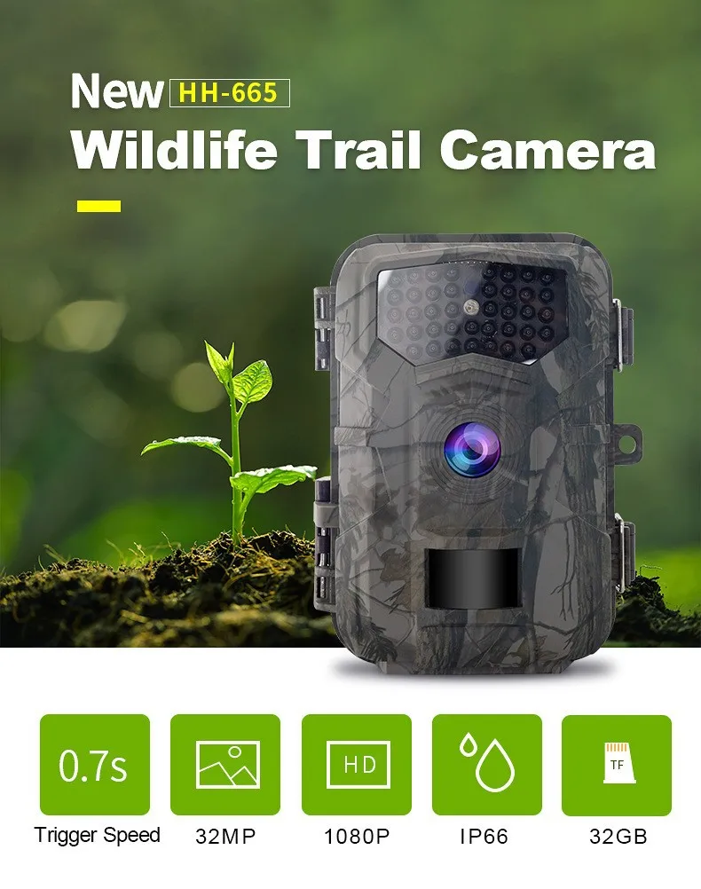 

HH-665 1080P HD Wildlife Trail Camera Night Vision Infrared Orchard Outdoor Field Detection Surveillance Camera IP66 Waterproof