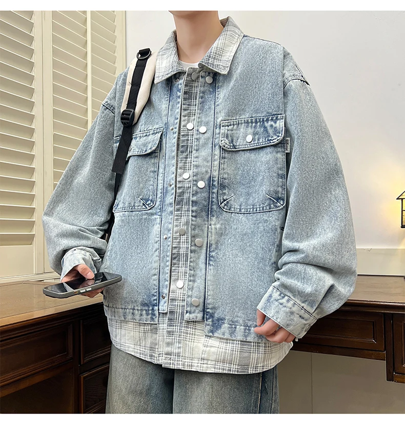 Hochwertige Herren-Baumwoll-Denimjacken 2026 Frühling Herbst Lässige Retro-Jeans-Jacke Jugend Streetwear Winddichte Lockere Jacke Kleidung – Detail 12