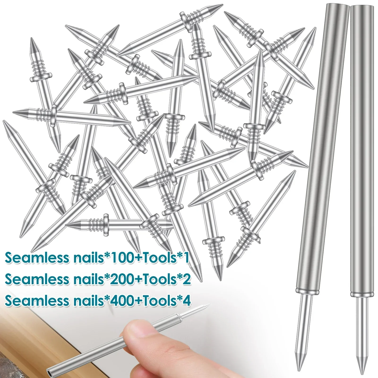 Skirting Thread Seamless Nails Double-Head Installation Nail Sleeve 100/400Pcs