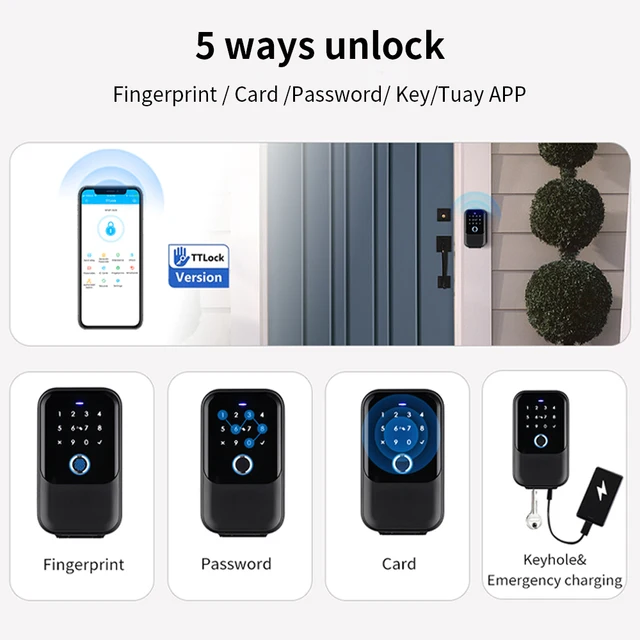Key Safe TTlock Fingerprint Bluetooth Wifi Digital Key Box App Remote Unlock Wall Mount Security Key Lock Box Safety Box Padlock 2
