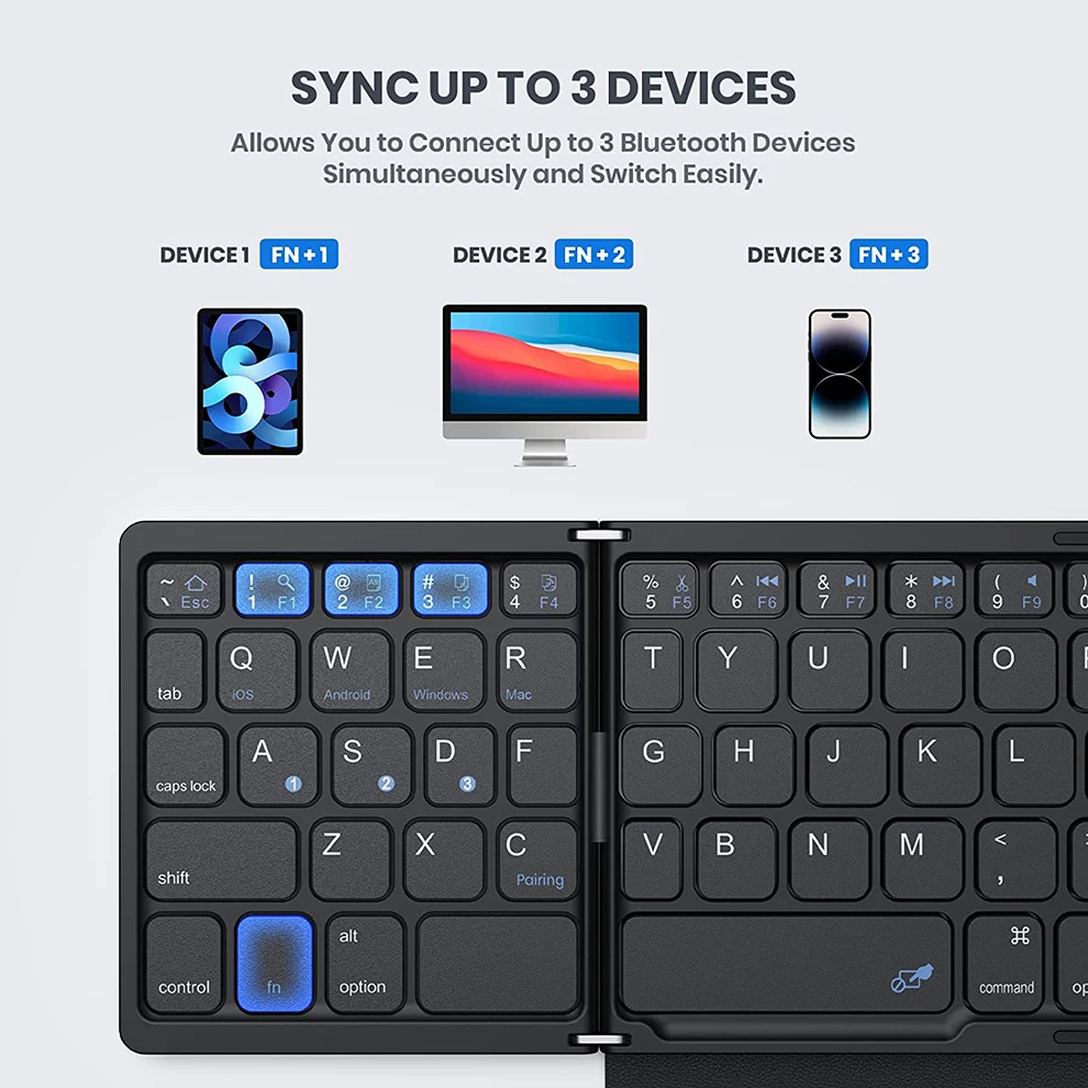 折りたためるキーボード タッチパッド付き折りたたみ式Bluetoothキーボード,大型タッチ